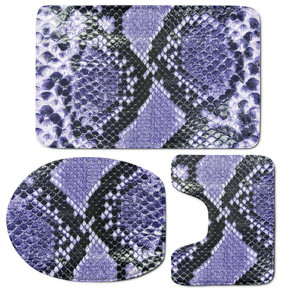 Blue And Black Snakeskin Print 3 Piece Bath Mat Set