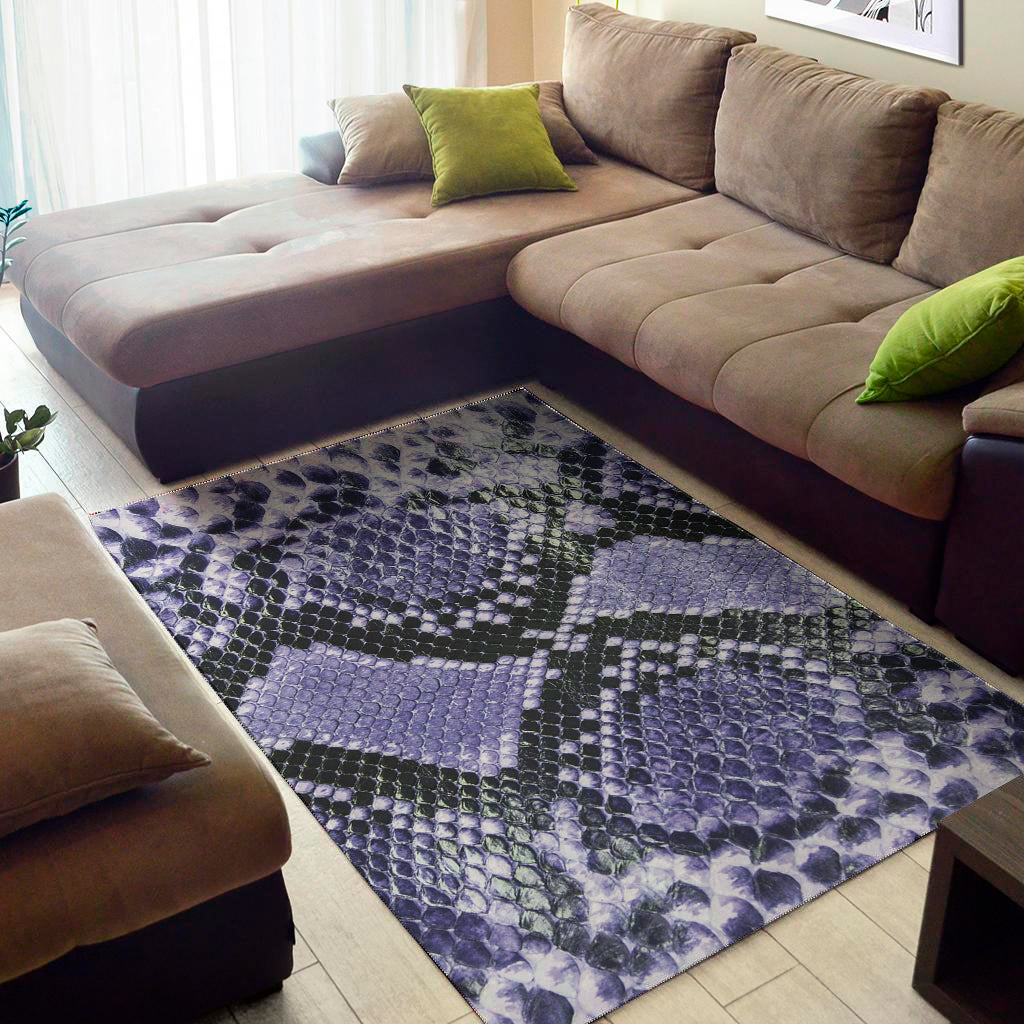 Blue And Black Snakeskin Print Area Rug