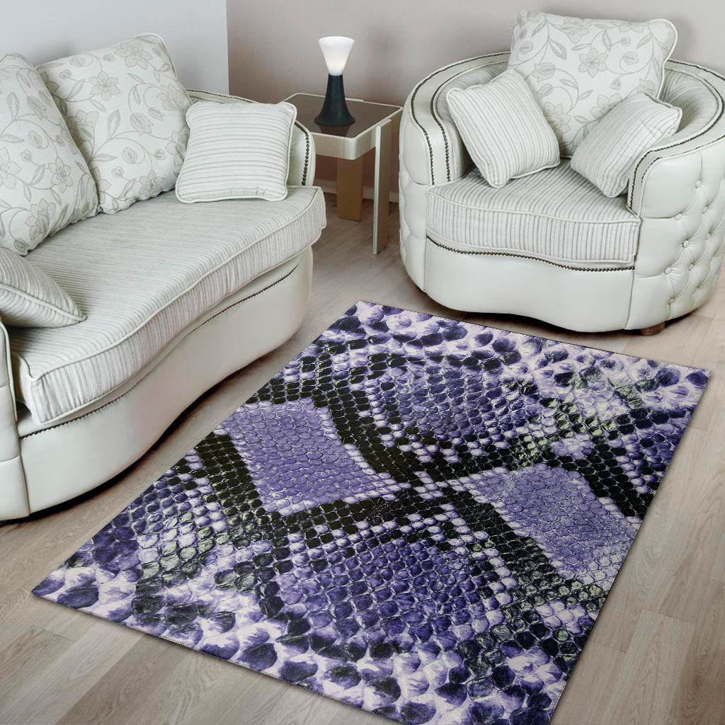 Blue And Black Snakeskin Print Area Rug