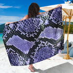 Blue And Black Snakeskin Print Beach Sarong Wrap