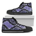 Blue And Black Snakeskin Print Black High Top Shoes