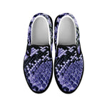 Blue And Black Snakeskin Print Black Slip On Shoes