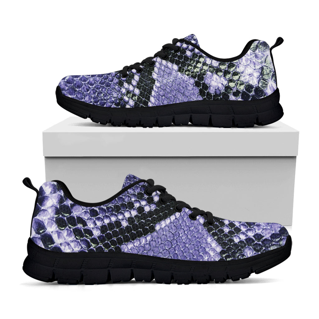 Blue And Black Snakeskin Print Black Sneakers