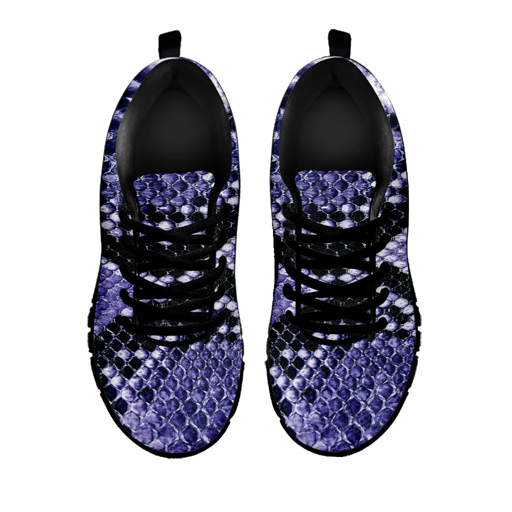 Blue And Black Snakeskin Print Black Sneakers