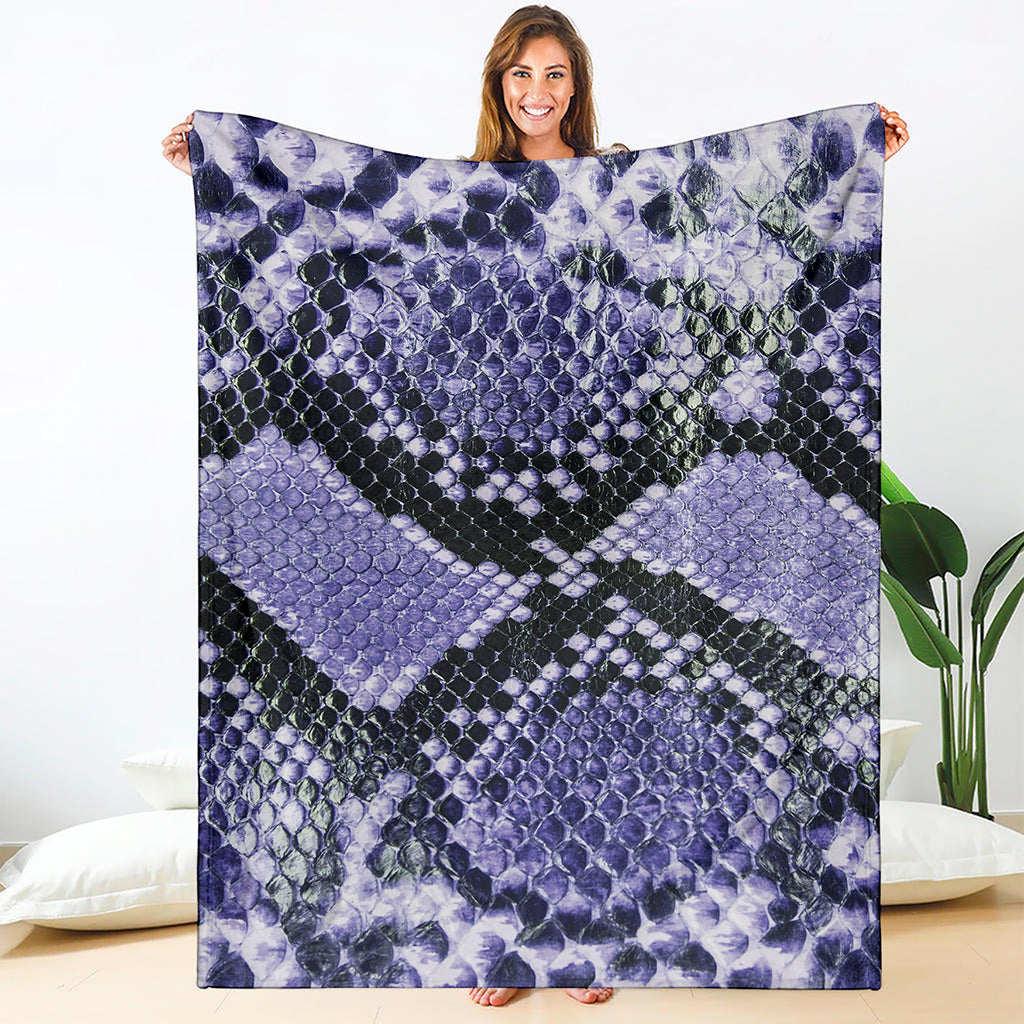 Blue And Black Snakeskin Print Blanket