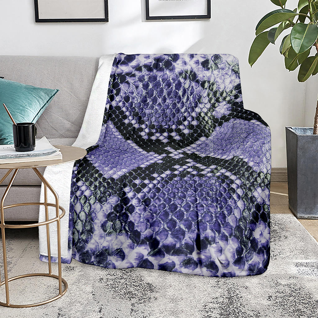 Blue And Black Snakeskin Print Blanket