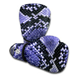 Blue And Black Snakeskin Print Boxing Gloves