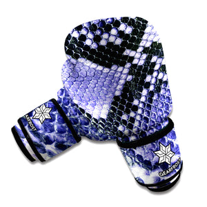 Blue And Black Snakeskin Print Boxing Gloves