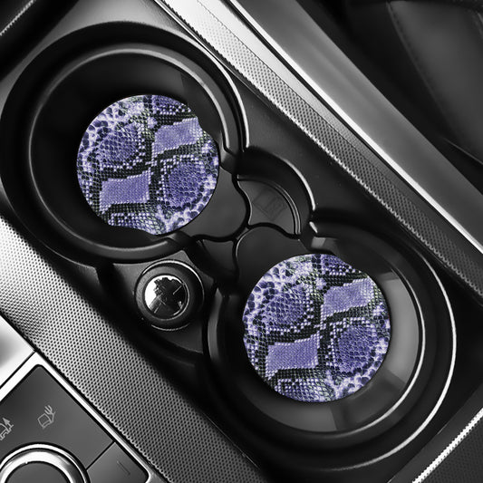 Blue And Black Snakeskin Print Car Coasters