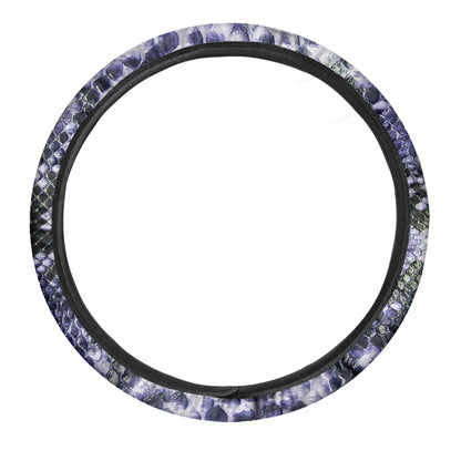 Blue And Black Snakeskin Print Car Steering Wheel Cover