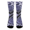 Blue And Black Snakeskin Print Crew Socks