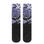 Blue And Black Snakeskin Print Crew Socks