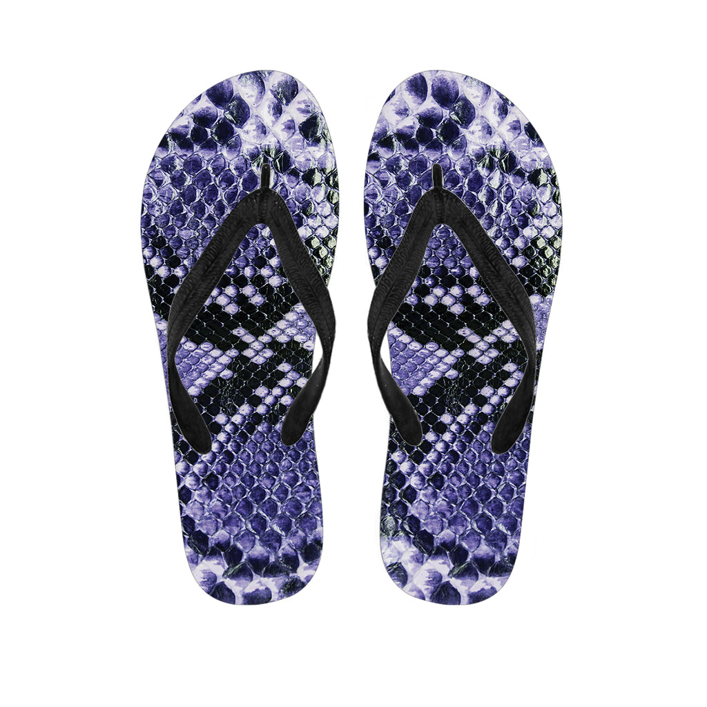 Blue And Black Snakeskin Print Flip Flops