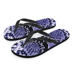 Blue And Black Snakeskin Print Flip Flops