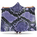 Blue And Black Snakeskin Print Hooded Blanket