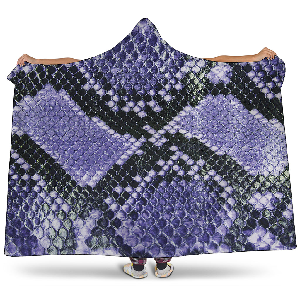 Blue And Black Snakeskin Print Hooded Blanket
