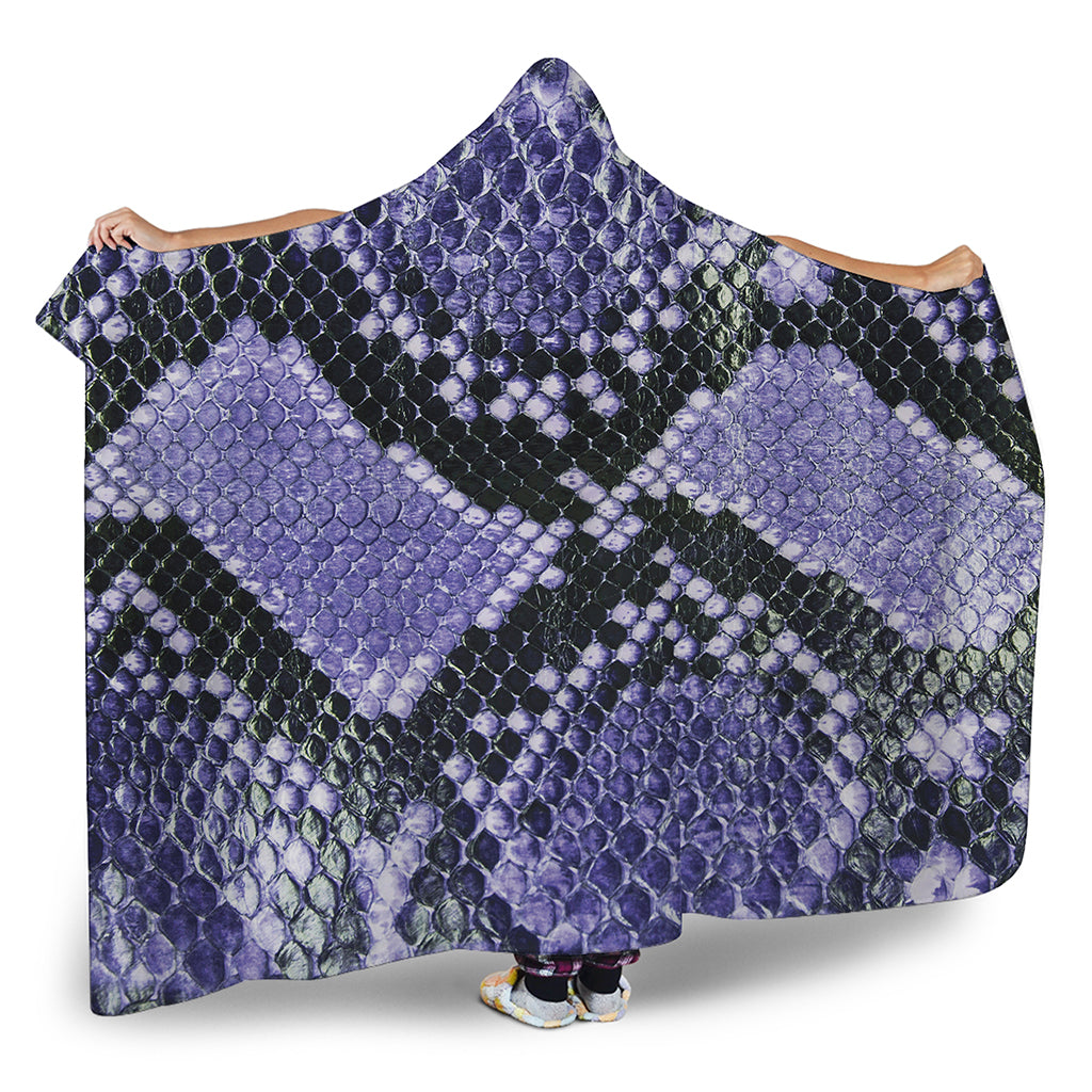 Blue And Black Snakeskin Print Hooded Blanket