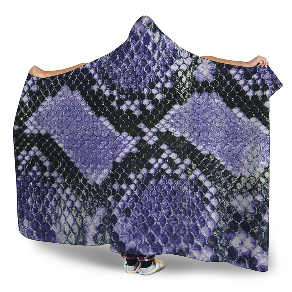 Blue And Black Snakeskin Print Hooded Blanket
