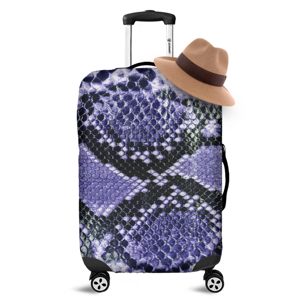 Blue And Black Snakeskin Print Luggage Cover