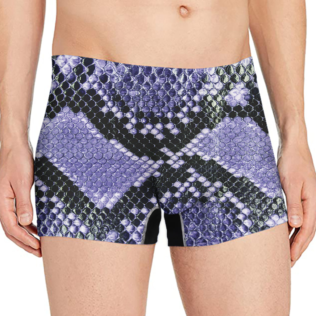 Blue And Black Snakeskin Print Men's Boxer Briefs