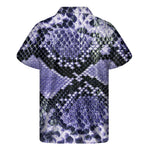 Blue And Black Snakeskin Print Men's Short Sleeve Shirt