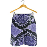 Blue And Black Snakeskin Print Men's Shorts