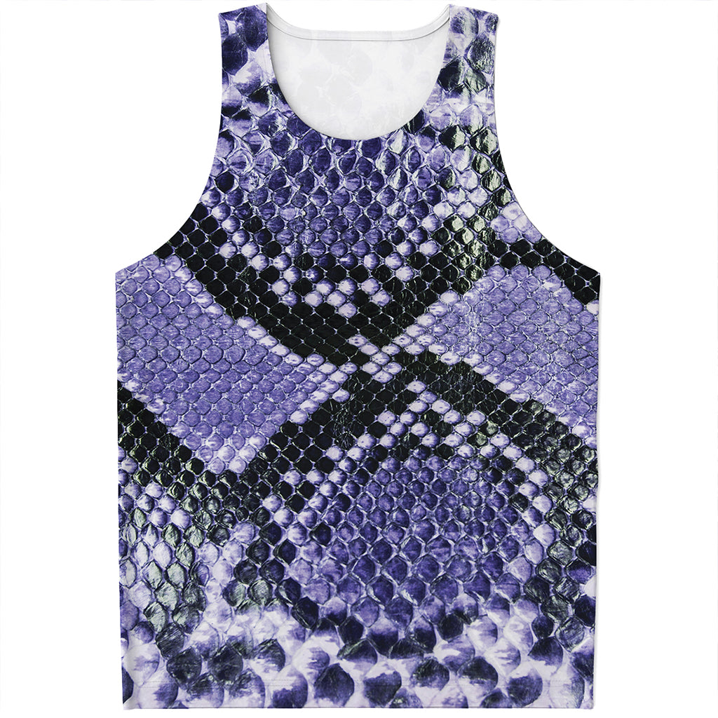 Blue And Black Snakeskin Print Men's Tank Top