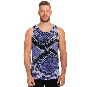 Blue And Black Snakeskin Print Men's Tank Top