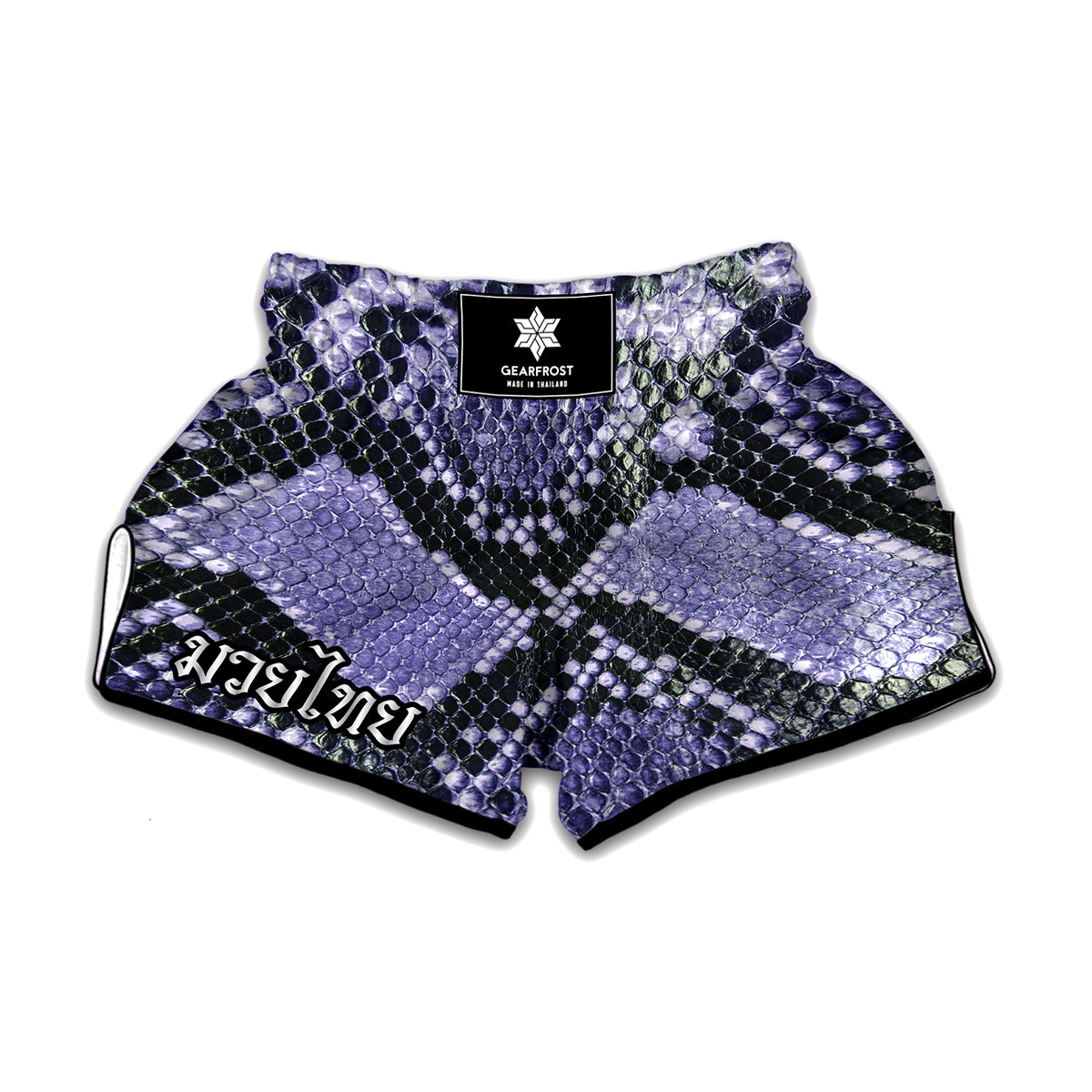 Blue And Black Snakeskin Print Muay Thai Boxing Shorts