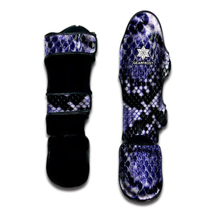 Blue And Black Snakeskin Print Muay Thai Shin Guard