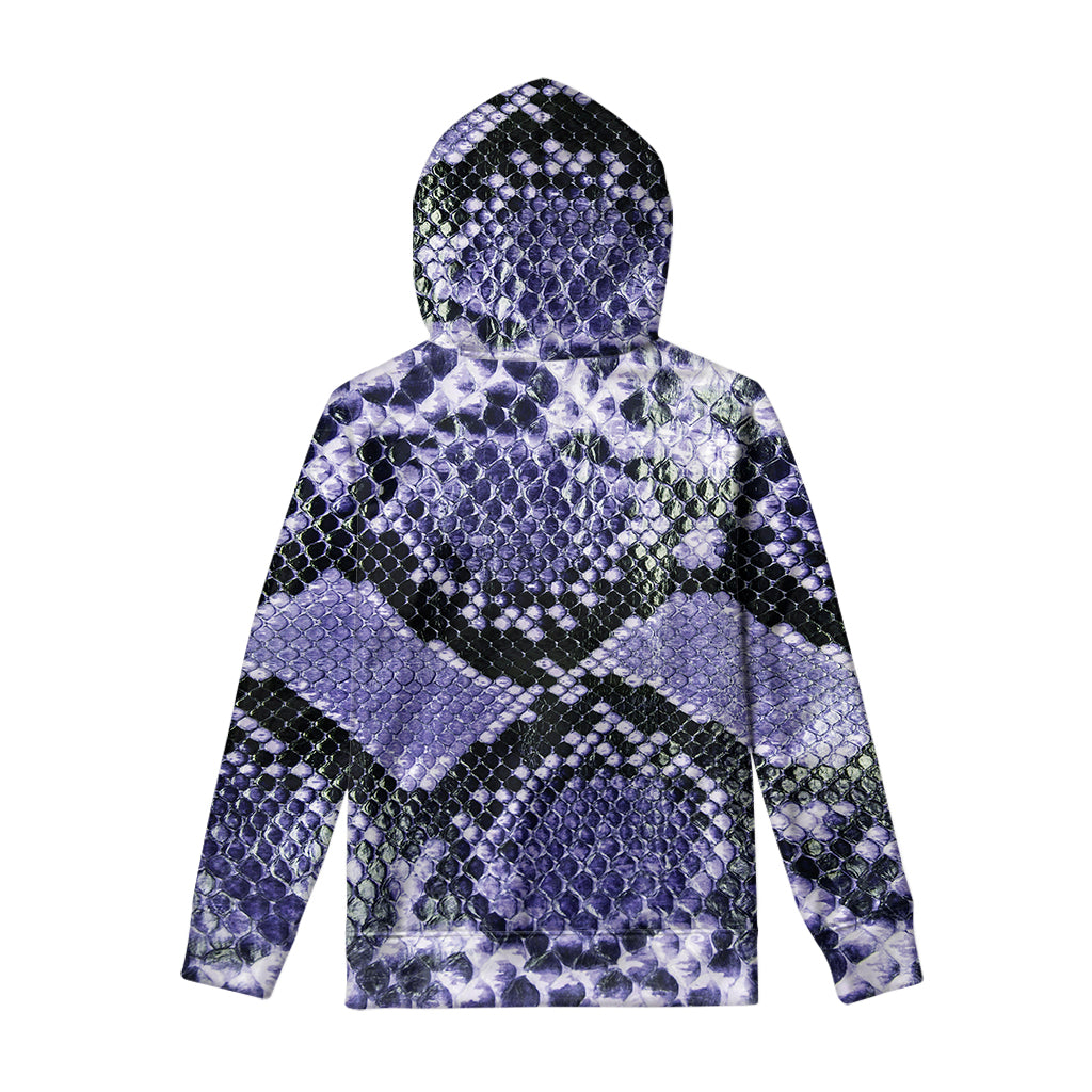 Blue And Black Snakeskin Print Pullover Hoodie