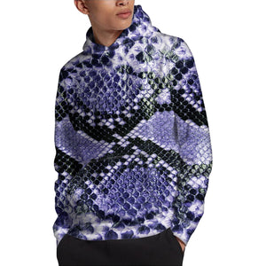 Blue And Black Snakeskin Print Pullover Hoodie