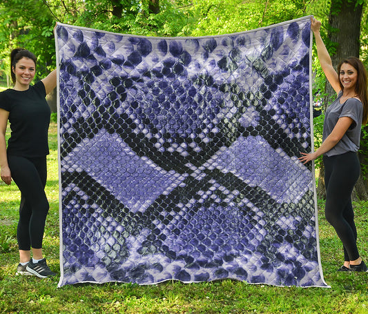 Blue And Black Snakeskin Print Quilt