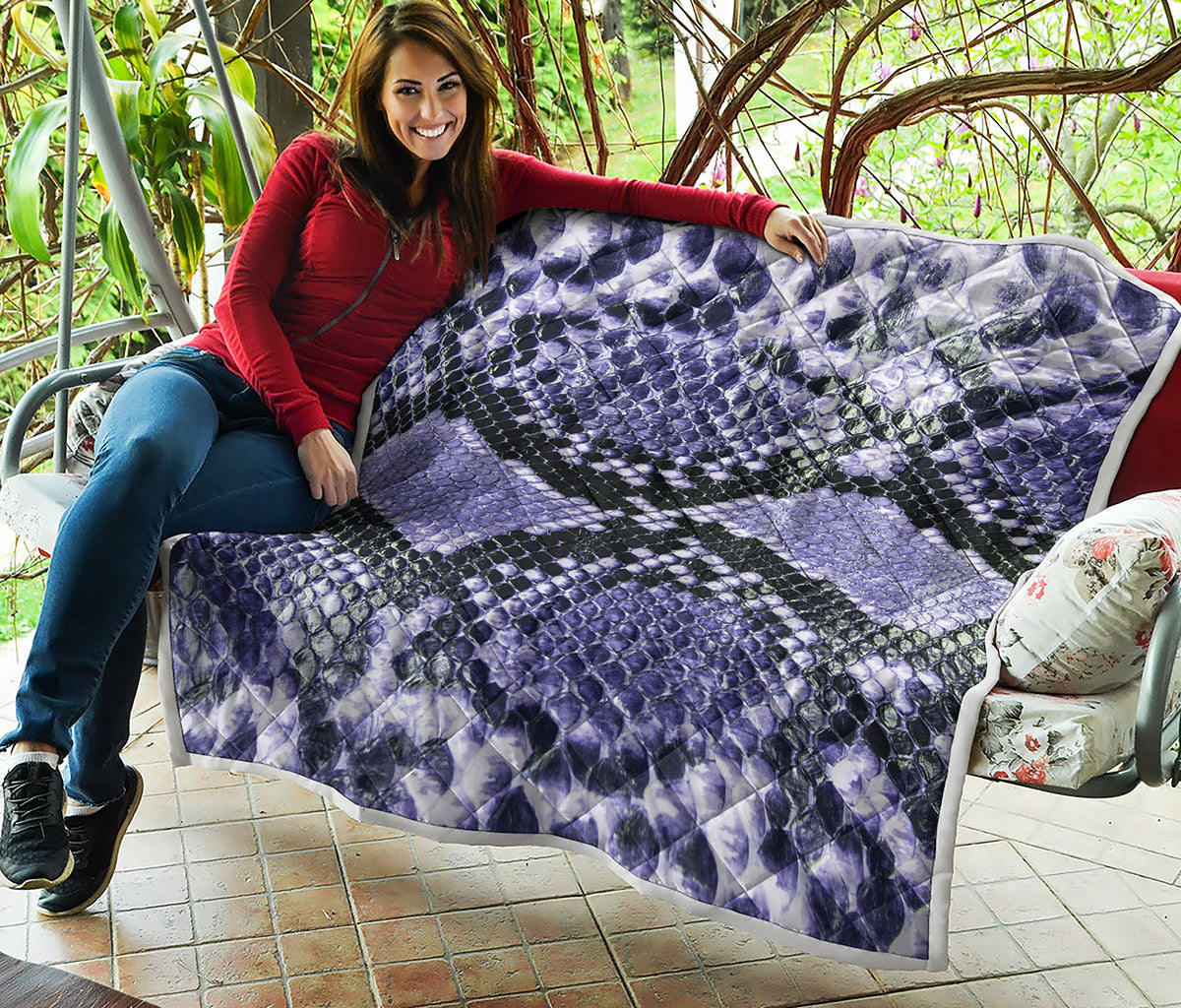 Blue And Black Snakeskin Print Quilt