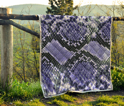 Blue And Black Snakeskin Print Quilt