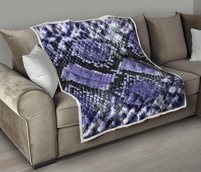 Blue And Black Snakeskin Print Quilt
