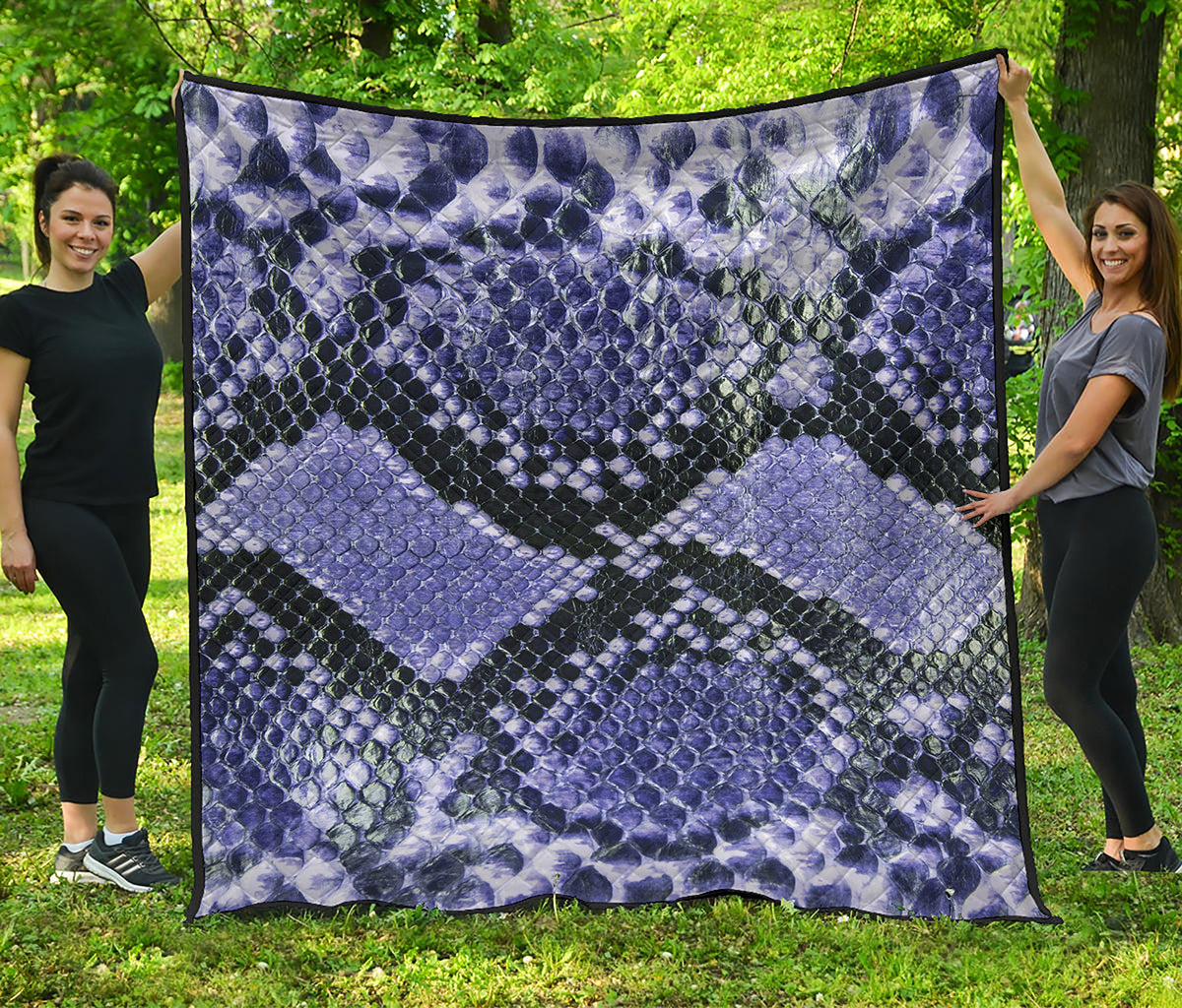 Blue And Black Snakeskin Print Quilt