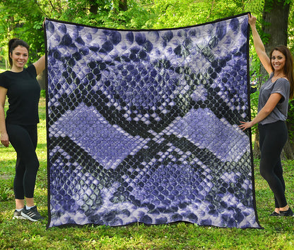 Blue And Black Snakeskin Print Quilt
