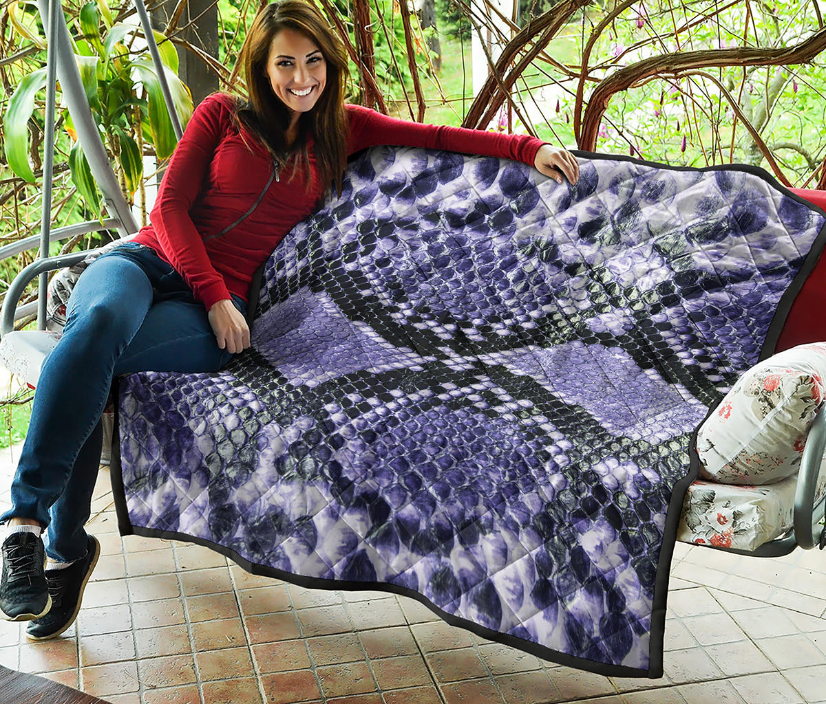 Blue And Black Snakeskin Print Quilt
