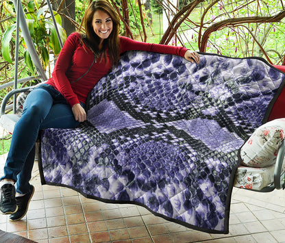 Blue And Black Snakeskin Print Quilt