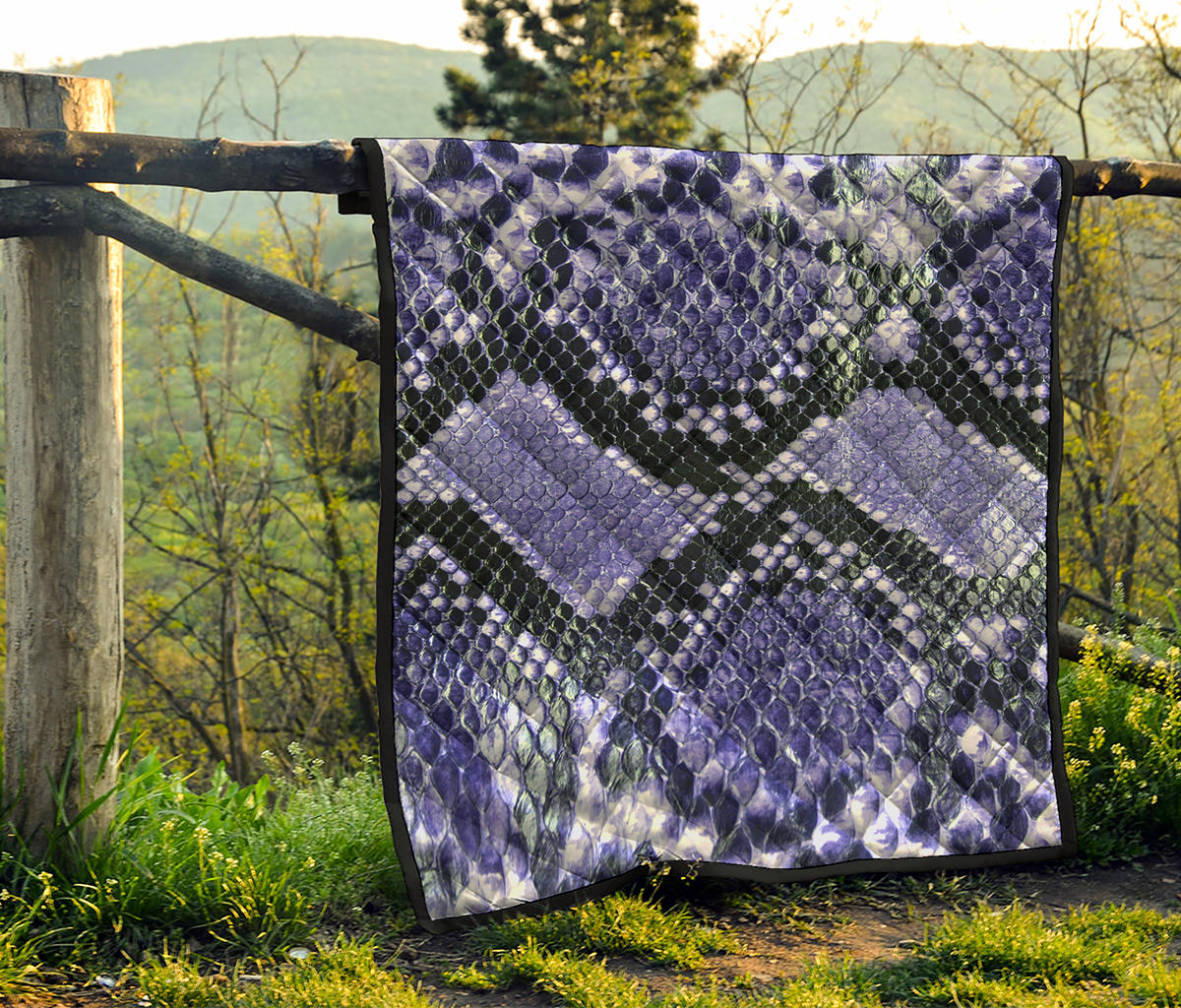 Blue And Black Snakeskin Print Quilt
