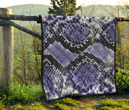 Blue And Black Snakeskin Print Quilt