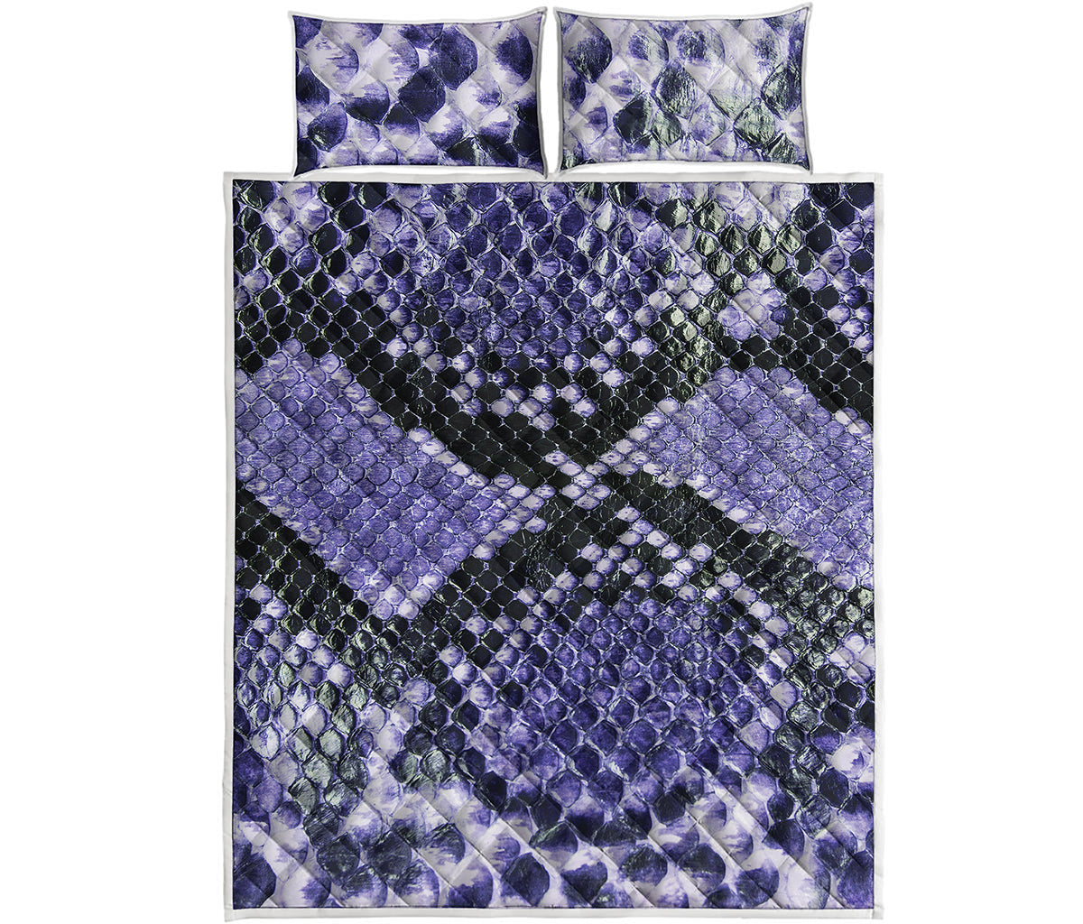 Blue And Black Snakeskin Print Quilt Bed Set