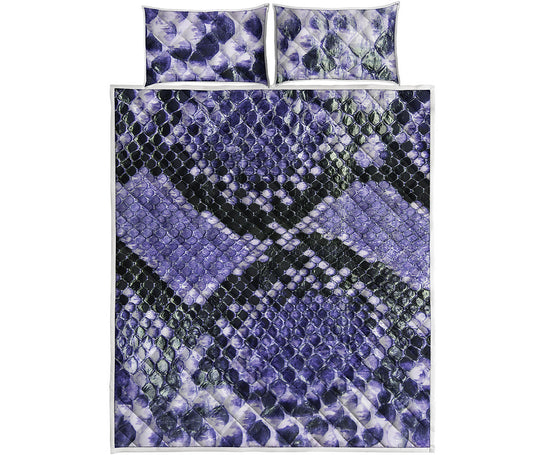 Blue And Black Snakeskin Print Quilt Bed Set