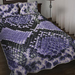 Blue And Black Snakeskin Print Quilt Bed Set