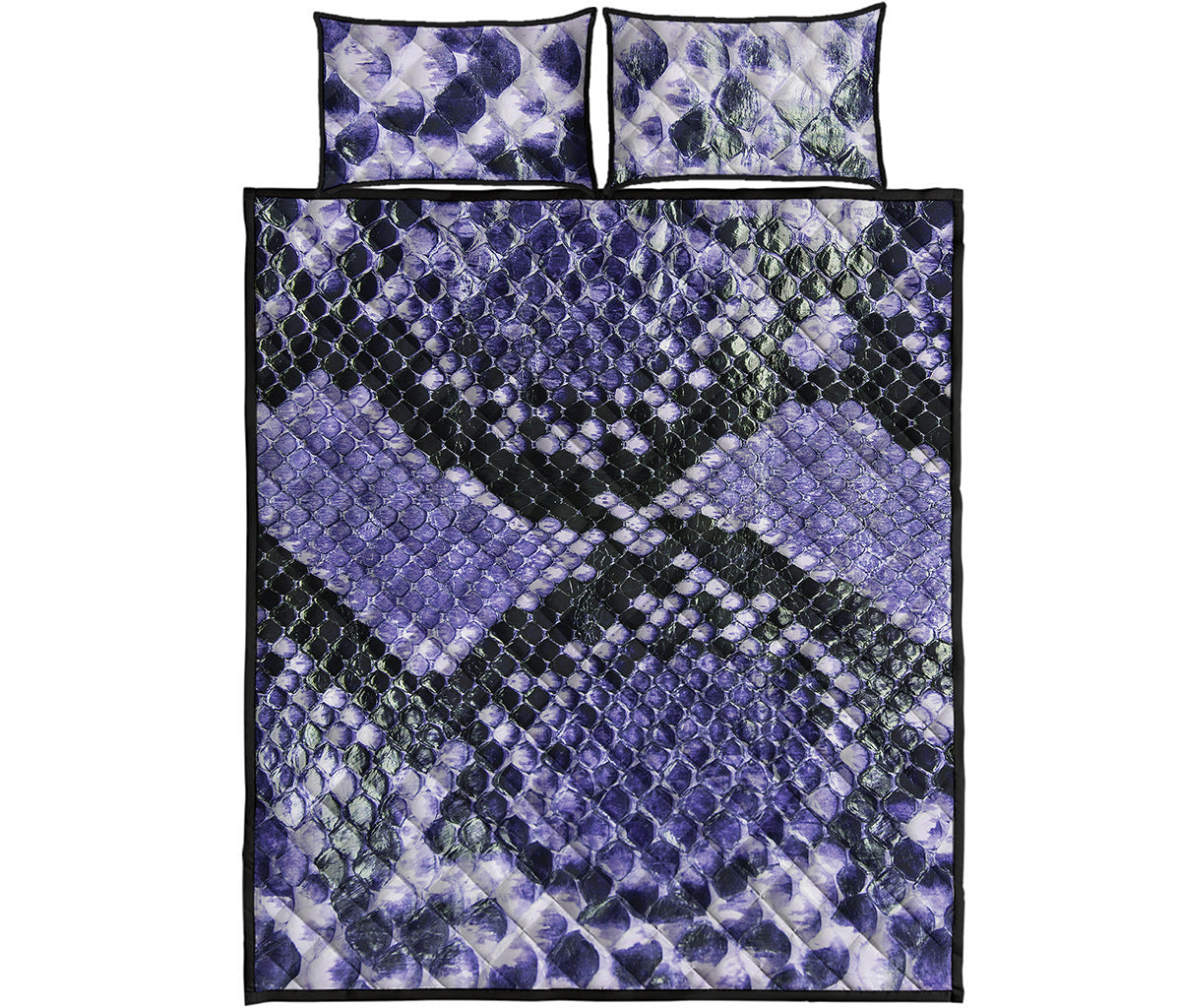 Blue And Black Snakeskin Print Quilt Bed Set