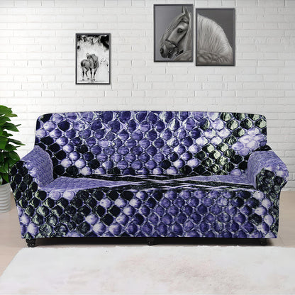 Blue And Black Snakeskin Print Sofa Cover