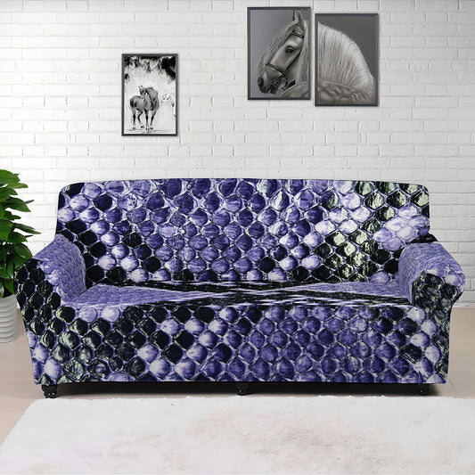 Blue And Black Snakeskin Print Sofa Cover