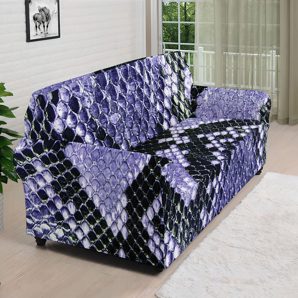 Blue And Black Snakeskin Print Sofa Cover