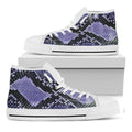Blue And Black Snakeskin Print White High Top Sneakers
